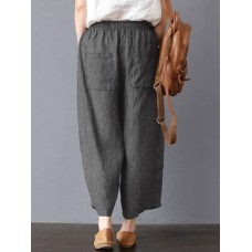 Women Stripe Elastic Waist Wide Leg Pants