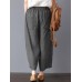 Women Stripe Elastic Waist Wide Leg Pants