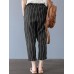 Women Casual Stripe Elastic Waist Cotton Harem Pants