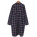 Vintage Women Cotton Loose Plaid V-neck Long Sleeve Outerwear Cardigans