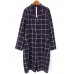 Vintage Women Cotton Loose Plaid V-neck Long Sleeve Outerwear Cardigans