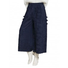 Vintage Women Elastic Waist Jacquard Wide Leg Pants