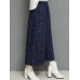 Vintage Women Elastic Waist Jacquard Wide Leg Pants