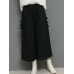 Vintage Women Elastic Waist Jacquard Wide Leg Pants