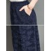 Vintage Women Elastic Waist Jacquard Wide Leg Pants