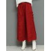 Vintage Women Elastic Waist Jacquard Wide Leg Pants