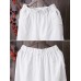 Women Elastic Waist Solid Linen Cotton Pants