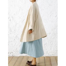 Vintage Long Sleeve Cotton Solid Color Cardigans for Women