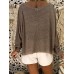 Casual Women Solid Color Long Sleeve Crew Neck Blouse