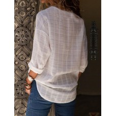 Women Long Sleeve V Neck Casual Loose Blouse