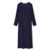 Women Pure Color Buttons Split Hem Maxi Shirt Dress