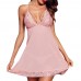 Transparent Floral Lace Harness Pajamas Sexy Women Sleepwear Dress With Tongs