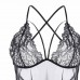 Transparent Floral Lace Harness Pajamas Sexy Women Sleepwear Dress With Tongs