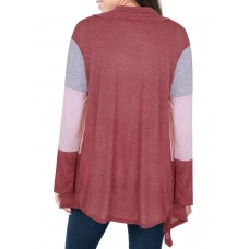 Casual Women Patchwork Long Sleeve Irregular Hem Cardigans