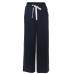 High Drawstring Waist Pure Color Wide Leg Pants