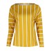 Casual Loose Women Striped 3/4 Sleeve Crew Neck Blouse