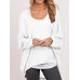 Casual Women Pure Color Crew Neck Long Sleeve Blouse