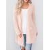 Casual Women Solid Color Fleece Cardigans with Pockets