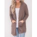 Casual Women Solid Color Fleece Cardigans with Pockets