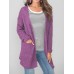 Casual Women Solid Color Fleece Cardigans with Pockets