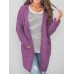 Casual Women Solid Color Fleece Cardigans with Pockets