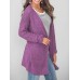 Casual Women Solid Color Fleece Cardigans with Pockets