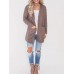 Casual Women Solid Color Fleece Cardigans with Pockets