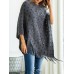 Casual Women Loose Irregular Hem Jumpers Cardigans