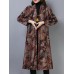 Vintage Women Cotton Folk Style Floral Print Long Cardigans