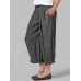 Women High Waist Loose Casual Wide Leg Pants Solid Color Trousers