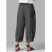 Women High Waist Loose Casual Wide Leg Pants Solid Color Trousers