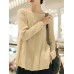 Women Casual Crew Neck Long Sleeve Solid Blouse