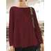 Women Casual Crew Neck Long Sleeve Solid Blouse