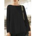 Women Casual Crew Neck Long Sleeve Solid Blouse