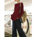 Women Casual Crew Neck Long Sleeve Solid Blouse