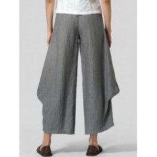 Women Casual Elastic Waist Loose Pants Wide Leg Trousers