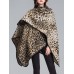 Elegant Leopard Printed Patchwork Shawl Loose Cloak Cardigans for Women