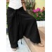 Women Vintage Solid Color Cotton Loose Casual Wide Leg Pants