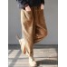 M-5XL Women Casual Pure Color Elastic Waist Corduroy Pants