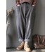 M-5XL Women Casual Pure Color Elastic Waist Corduroy Pants