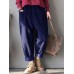 M-5XL Women Casual Pure Color Elastic Waist Corduroy Pants