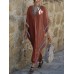 M-5XL Women Vintage Bohemian Solid Color Loose Bat Sleeve Dress