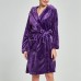 Thick Coral Fleece Long Sleeve Belt Robes With Hat Nightgown