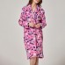 Flannel Adjustable Belt Thicken Robes Keep Warm Printed Nightgown