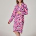 Flannel Adjustable Belt Thicken Robes Keep Warm Printed Nightgown