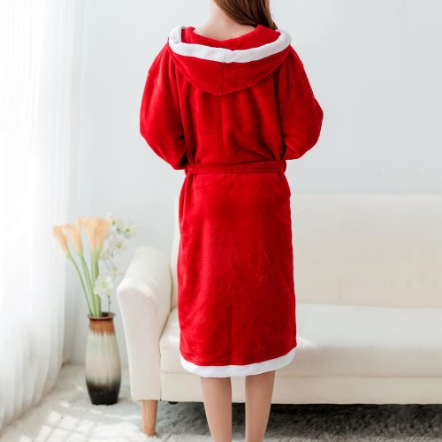 Coral Fleece Homewear With Hat Thick Robes Keep Warm Nightgown