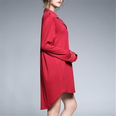 Plus Size Modal Long Sleeve Shirt V Neck Button Nightgown