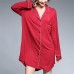 Plus Size Modal Long Sleeve Shirt V Neck Button Nightgown