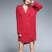 Plus Size Modal Long Sleeve Shirt V Neck Button Nightgown