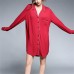 Plus Size Modal Long Sleeve Shirt V Neck Button Nightgown